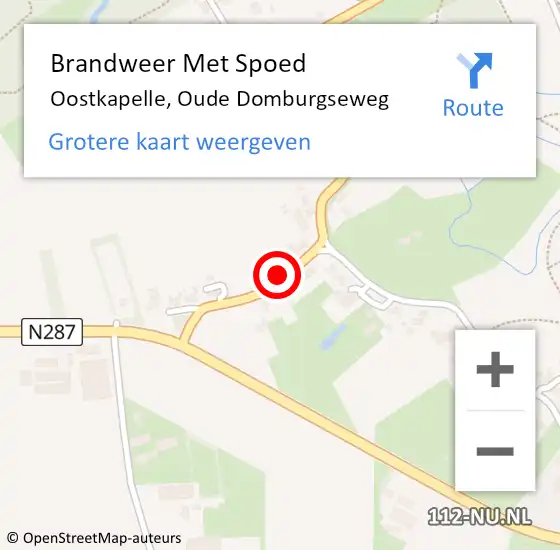 Locatie op kaart van de 112 melding: Brandweer Met Spoed Naar Oostkapelle, Oude Domburgseweg op 28 augustus 2021 19:16