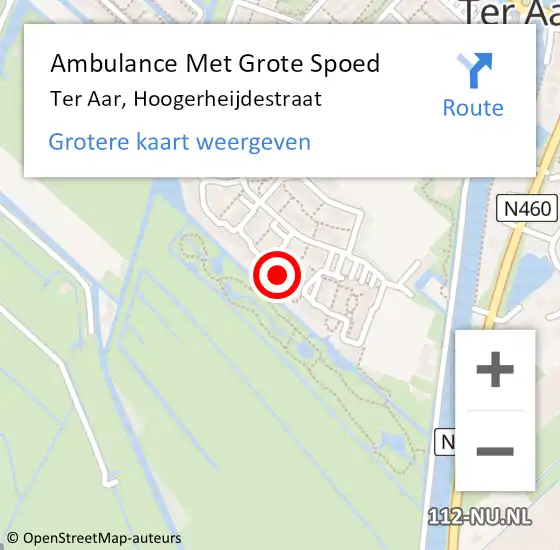 Locatie op kaart van de 112 melding: Ambulance Met Grote Spoed Naar Ter Aar, Hoogerheijdestraat op 21 juni 2014 05:13