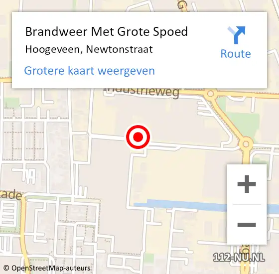 Locatie op kaart van de 112 melding: Brandweer Met Grote Spoed Naar Hoogeveen, Newtonstraat op 28 augustus 2021 19:32