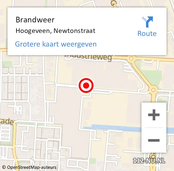 Locatie op kaart van de 112 melding: Brandweer Hoogeveen, Newtonstraat op 28 augustus 2021 19:35