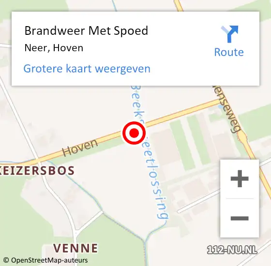 Locatie op kaart van de 112 melding: Brandweer Met Spoed Naar Neer, Hoven op 28 augustus 2021 19:49