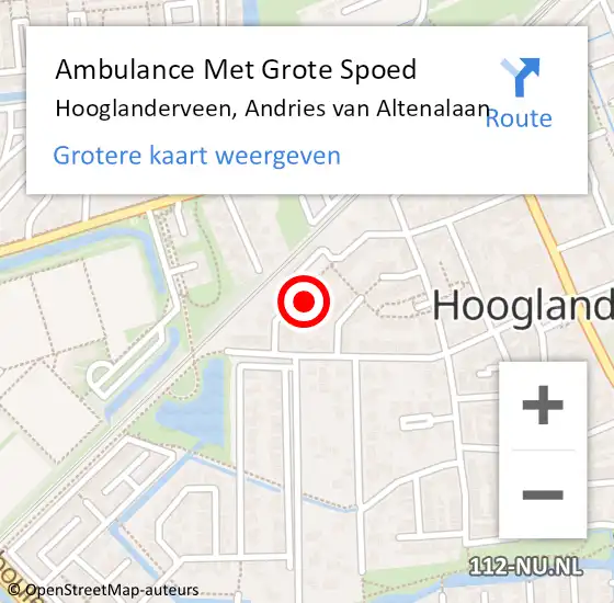 Locatie op kaart van de 112 melding: Ambulance Met Grote Spoed Naar Hooglanderveen, Andries van Altenalaan op 21 juni 2014 05:28