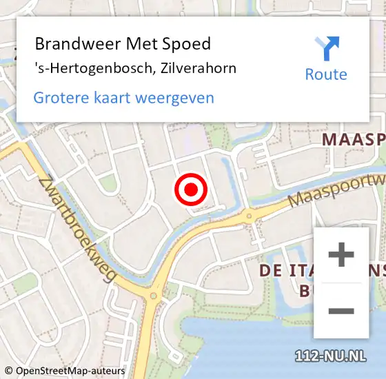 Locatie op kaart van de 112 melding: Brandweer Met Spoed Naar 's-Hertogenbosch, Zilverahorn op 28 augustus 2021 20:17