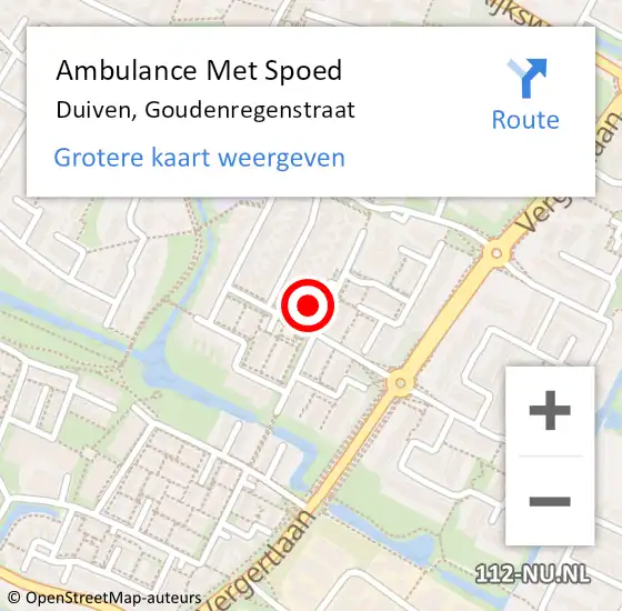 Locatie op kaart van de 112 melding: Ambulance Met Spoed Naar Duiven, Goudenregenstraat op 28 augustus 2021 20:18