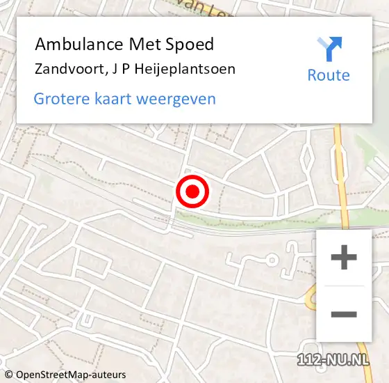 Locatie op kaart van de 112 melding: Ambulance Met Spoed Naar Zandvoort, J P Heijeplantsoen op 28 augustus 2021 20:30