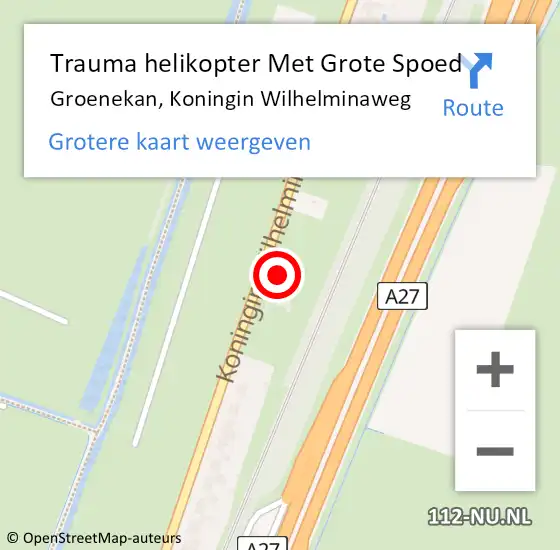 Locatie op kaart van de 112 melding: Trauma helikopter Met Grote Spoed Naar Groenekan, Koningin Wilhelminaweg op 28 augustus 2021 20:30