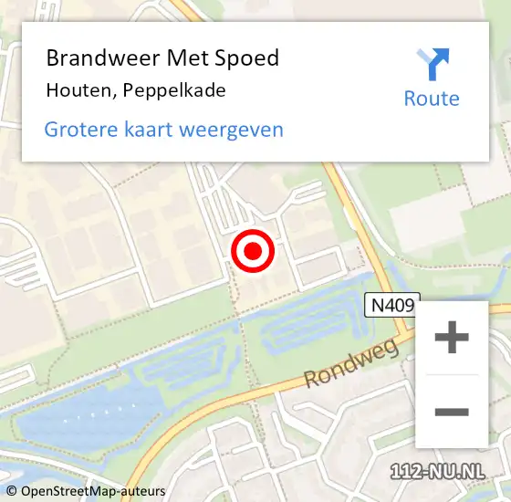 Locatie op kaart van de 112 melding: Brandweer Met Spoed Naar Houten, Peppelkade op 28 augustus 2021 20:53