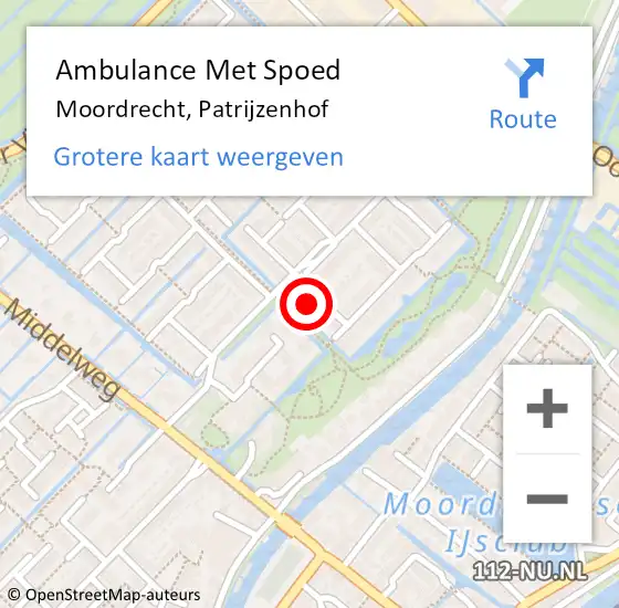 Locatie op kaart van de 112 melding: Ambulance Met Spoed Naar Moordrecht, Patrijzenhof op 28 augustus 2021 20:56