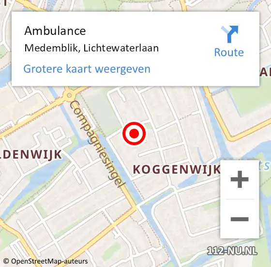 Locatie op kaart van de 112 melding: Ambulance Medemblik, Lichtewaterlaan op 28 augustus 2021 21:14