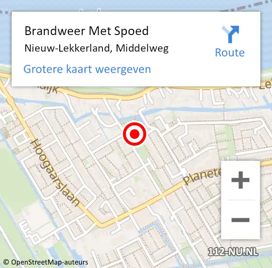 Locatie op kaart van de 112 melding: Brandweer Met Spoed Naar Nieuw-Lekkerland, Middelweg op 28 augustus 2021 21:23