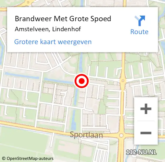 Locatie op kaart van de 112 melding: Brandweer Met Grote Spoed Naar Amstelveen, Lindenhof op 28 augustus 2021 21:31