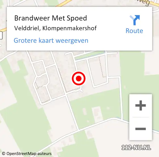 Locatie op kaart van de 112 melding: Brandweer Met Spoed Naar Velddriel, Klompenmakershof op 28 augustus 2021 22:01