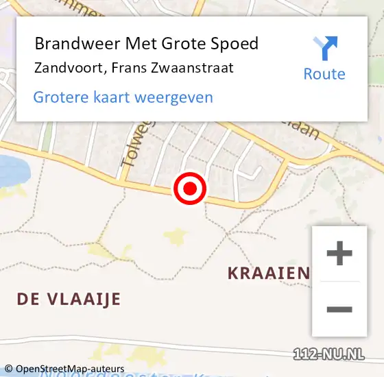 Locatie op kaart van de 112 melding: Brandweer Met Grote Spoed Naar Zandvoort, Frans Zwaanstraat op 28 augustus 2021 22:11