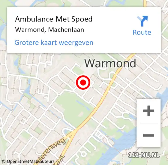 Locatie op kaart van de 112 melding: Ambulance Met Spoed Naar Warmond, Machenlaan op 28 augustus 2021 22:30