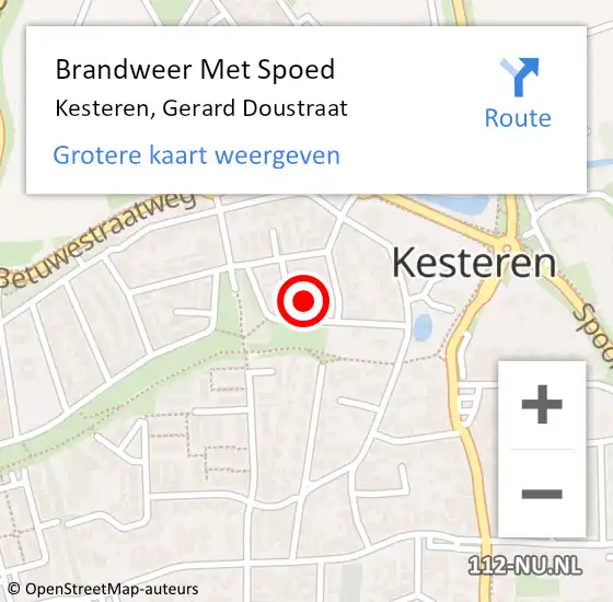 Locatie op kaart van de 112 melding: Brandweer Met Spoed Naar Kesteren, Gerard Doustraat op 28 augustus 2021 22:32