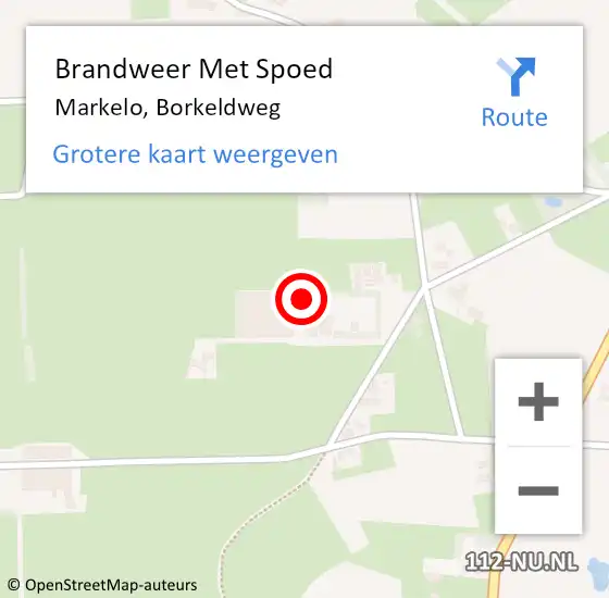 Locatie op kaart van de 112 melding: Brandweer Met Spoed Naar Markelo, Borkeldweg op 28 augustus 2021 23:13