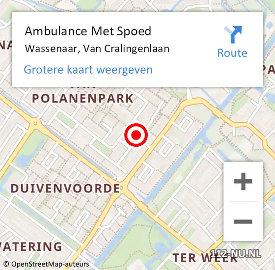 Locatie op kaart van de 112 melding: Ambulance Met Spoed Naar Wassenaar, Van Cralingenlaan op 28 augustus 2021 23:21