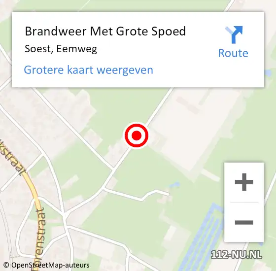 Locatie op kaart van de 112 melding: Brandweer Met Grote Spoed Naar Soest, Eemweg op 28 augustus 2021 23:24