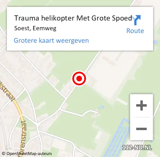 Locatie op kaart van de 112 melding: Trauma helikopter Met Grote Spoed Naar Soest, Eemweg op 28 augustus 2021 23:25