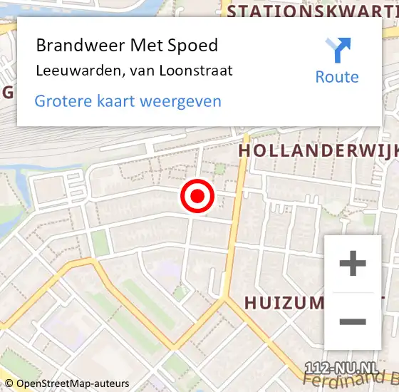 Locatie op kaart van de 112 melding: Brandweer Met Spoed Naar Leeuwarden, van Loonstraat op 28 augustus 2021 23:31