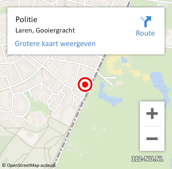 Locatie op kaart van de 112 melding: Politie Laren, Gooiergracht op 28 augustus 2021 23:38