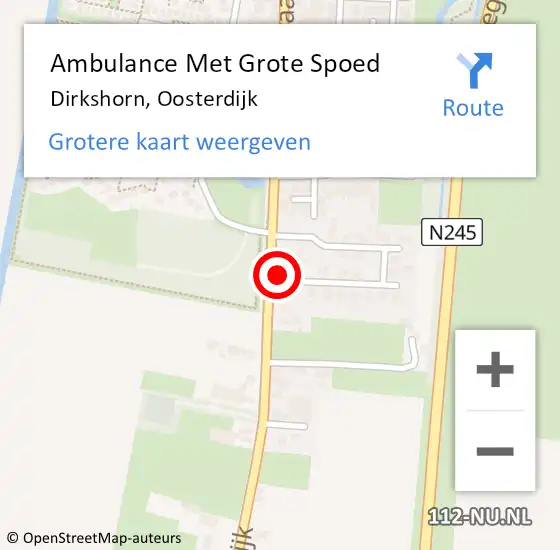 Locatie op kaart van de 112 melding: Ambulance Met Grote Spoed Naar Dirkshorn, Oosterdijk op 28 augustus 2021 23:43