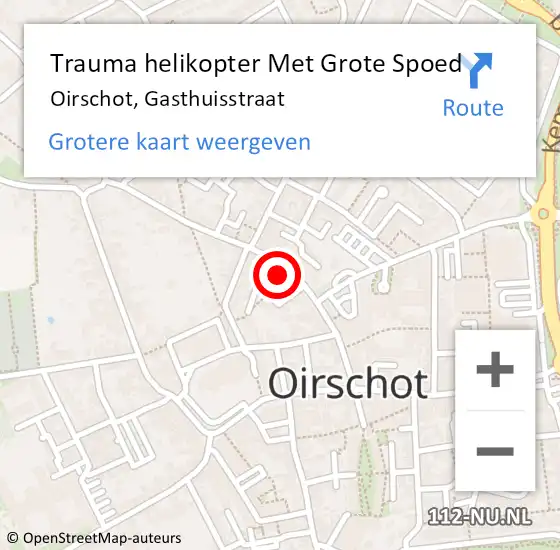 Locatie op kaart van de 112 melding: Trauma helikopter Met Grote Spoed Naar Oirschot, Gasthuisstraat op 29 augustus 2021 00:09