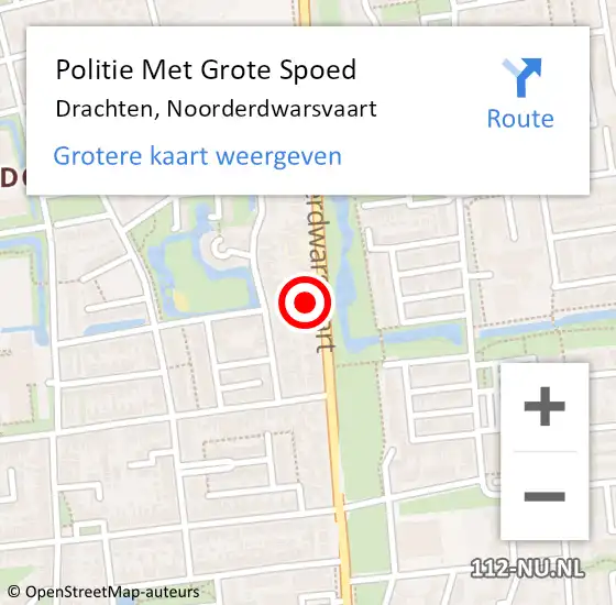 Locatie op kaart van de 112 melding: Politie Met Grote Spoed Naar Drachten, Noorderdwarsvaart op 29 augustus 2021 00:13