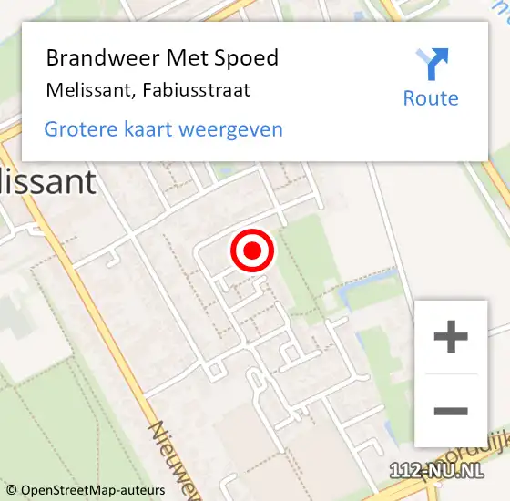 Locatie op kaart van de 112 melding: Brandweer Met Spoed Naar Melissant, Fabiusstraat op 29 augustus 2021 00:31