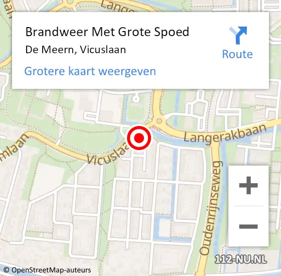 Locatie op kaart van de 112 melding: Brandweer Met Grote Spoed Naar De Meern, Vicuslaan op 29 augustus 2021 00:38