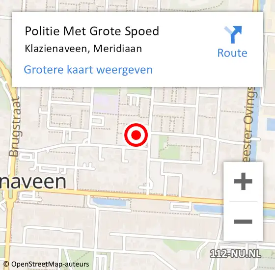 Locatie op kaart van de 112 melding: Politie Met Grote Spoed Naar Klazienaveen, Meridiaan op 29 augustus 2021 01:15