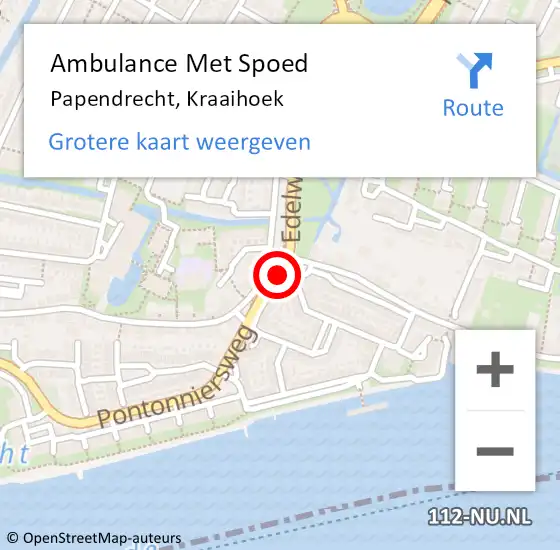 Locatie op kaart van de 112 melding: Ambulance Met Spoed Naar Papendrecht, Kraaihoek op 29 augustus 2021 01:35