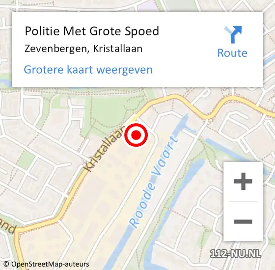 Locatie op kaart van de 112 melding: Politie Met Grote Spoed Naar Zevenbergen, Kristallaan op 29 augustus 2021 01:55