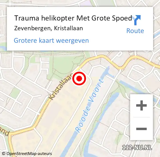 Locatie op kaart van de 112 melding: Trauma helikopter Met Grote Spoed Naar Zevenbergen, Kristallaan op 29 augustus 2021 01:59