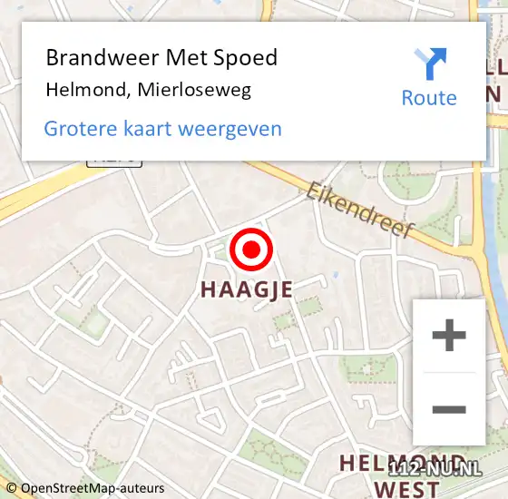 Locatie op kaart van de 112 melding: Brandweer Met Spoed Naar Helmond, Mierloseweg op 29 augustus 2021 02:00