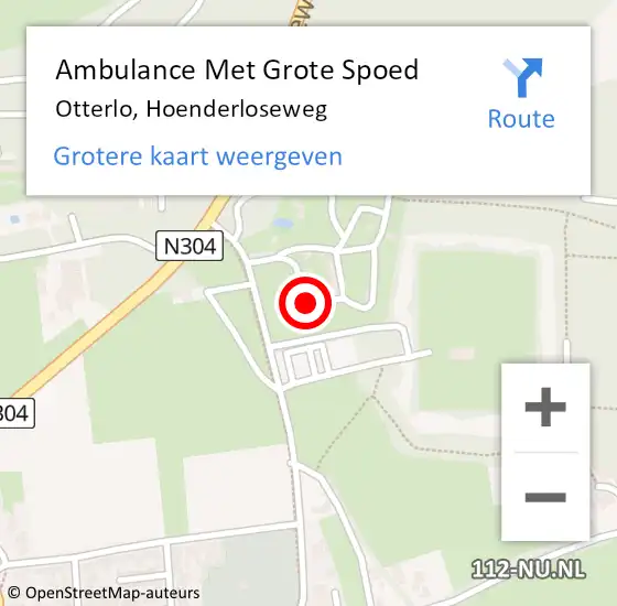 Locatie op kaart van de 112 melding: Ambulance Met Grote Spoed Naar Otterlo, Hoenderloseweg op 29 augustus 2021 02:15