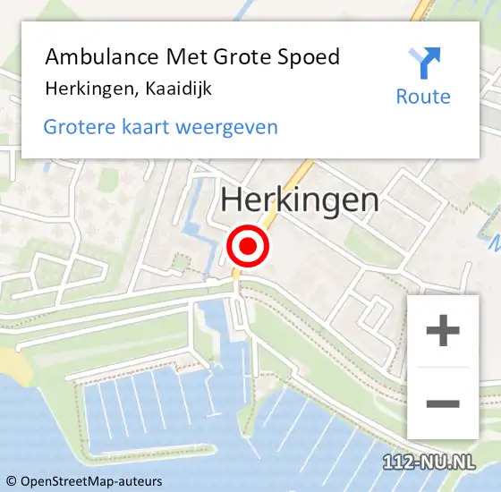 Locatie op kaart van de 112 melding: Ambulance Met Grote Spoed Naar Herkingen, Kaaidijk op 29 augustus 2021 02:20