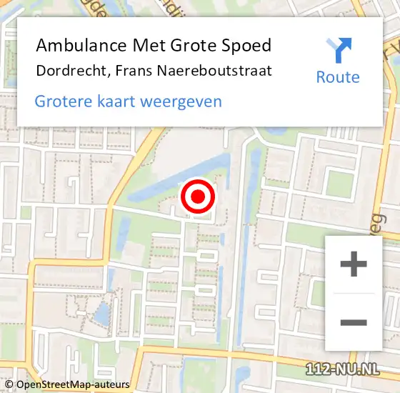 Locatie op kaart van de 112 melding: Ambulance Met Grote Spoed Naar Dordrecht, Frans Naereboutstraat op 29 augustus 2021 02:43