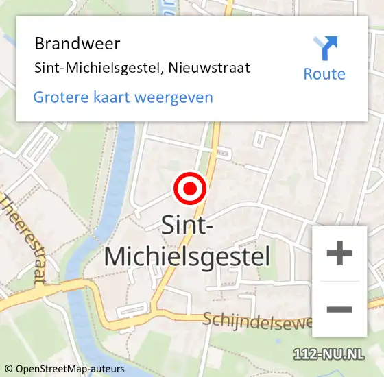 Locatie op kaart van de 112 melding: Brandweer Sint-Michielsgestel, Nieuwstraat op 29 augustus 2021 02:49