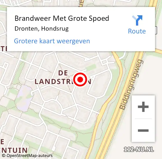 Locatie op kaart van de 112 melding: Brandweer Met Grote Spoed Naar Dronten, Hondsrug op 29 augustus 2021 03:58