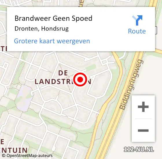 Locatie op kaart van de 112 melding: Brandweer Geen Spoed Naar Dronten, Hondsrug op 29 augustus 2021 04:01