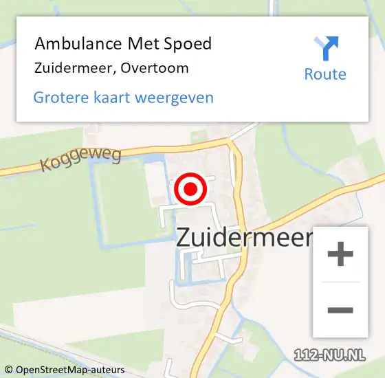 Locatie op kaart van de 112 melding: Ambulance Met Spoed Naar Zuidermeer, Overtoom op 29 augustus 2021 04:51