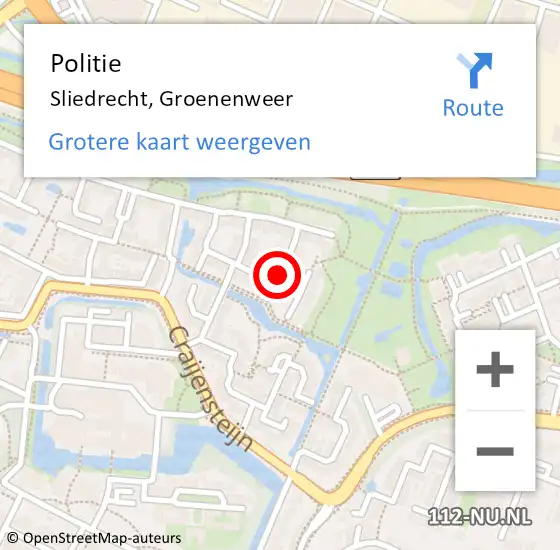 Locatie op kaart van de 112 melding: Politie Sliedrecht, Groenenweer op 29 augustus 2021 05:01