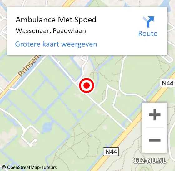 Locatie op kaart van de 112 melding: Ambulance Met Spoed Naar Wassenaar, Paauwlaan op 29 augustus 2021 05:14