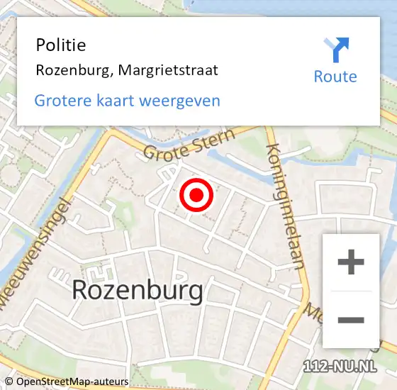 Locatie op kaart van de 112 melding: Politie Rozenburg, Margrietstraat op 29 augustus 2021 05:23