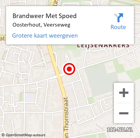 Locatie op kaart van de 112 melding: Brandweer Met Spoed Naar Oosterhout, Veerseweg op 29 augustus 2021 05:29