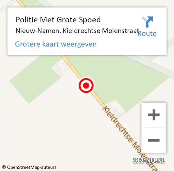 Locatie op kaart van de 112 melding: Politie Met Grote Spoed Naar Nieuw-Namen, Kieldrechtse Molenstraat op 29 augustus 2021 05:37