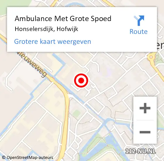 Locatie op kaart van de 112 melding: Ambulance Met Grote Spoed Naar Honselersdijk, Hofwijk op 29 augustus 2021 05:42