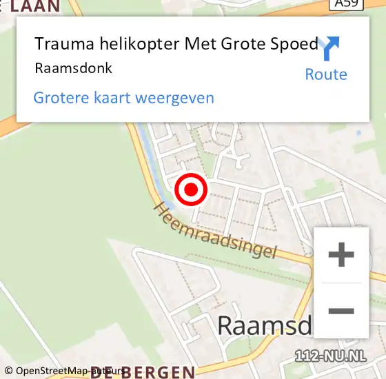 Locatie op kaart van de 112 melding: Trauma helikopter Met Grote Spoed Naar Raamsdonk op 29 augustus 2021 06:05