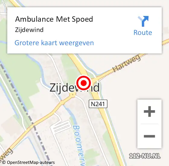 Locatie op kaart van de 112 melding: Ambulance Met Spoed Naar Zijdewind op 29 augustus 2021 06:23